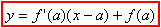 Formule équation de la tangente Equation de la tangente