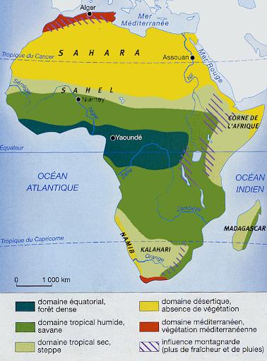 Les zones climatiques de l'Afrique
