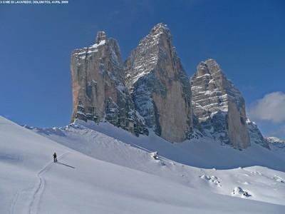 les Tre Cime di Lavaredo en hiver (Dolomites)