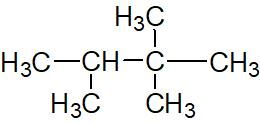 Exemple d'un alcane portant plusieurs fois le même substituant: le 2,2,3-triméthylbutane