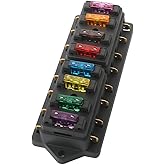 FULARR Premium 8 Way Car Blade Fuse Box, Universal Standard Blade Fuse Holder, with 10Pcs Free Standard Blade Fuse, for Car, 
